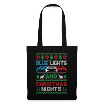 Blaue Lichter und Weihnachtsnächte Polizei Weihnac - Stoffbeutel - Schwarz - Vorne