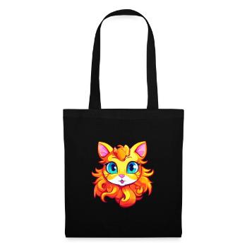 Ingwer Langhaar Katze Aquarell Cartoon Kawaii - Stoffbeutel - Schwarz - Vorne