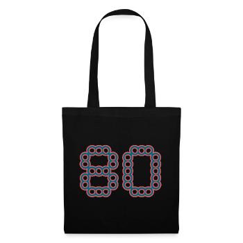 80. 80 ANS. 80e ANNIVERSAIRE. ANNIVERSAIRE 80 ANS. - Sac en tissu - noir - Devant