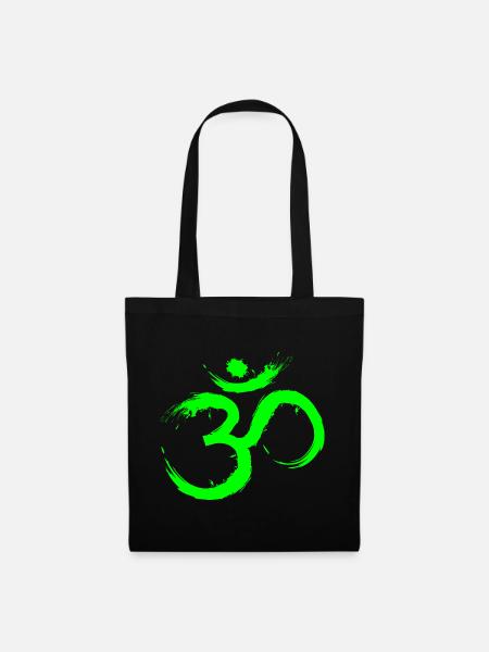 Om Design Symbol Meditation Befreiung Limone Grün - Stoffbeutel - Schwarz