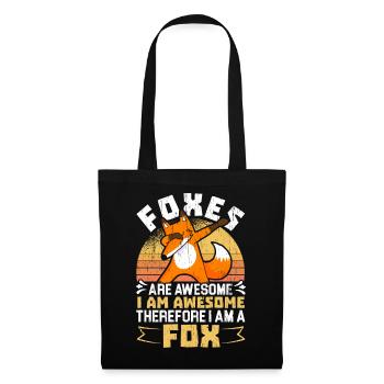 Ich bin ein Fuchs Wildtier Tier Füchsin Füchse - Stoffbeutel - Schwarz - Vorne