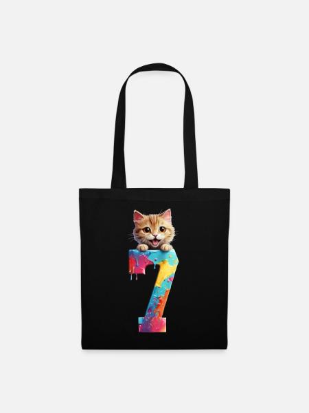 7 JAHRE KATZE 7. GEBURTSTAG - Stoffbeutel - Schwarz