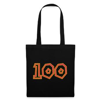 100. 100 JAHRE. 100-JÄHRIGES JUBILÄUM. 100. GEBURTSTAG - Stoffbeutel - Schwarz - Vorne
