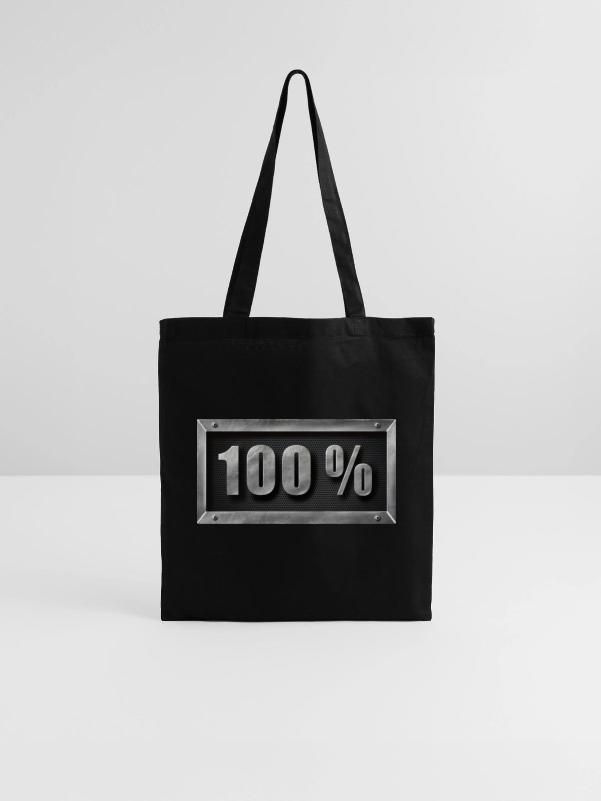 100 Prozent Metall-Design - Stoffbeutel - Schwarz - Vorne