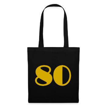 80. 80 ANS. 80e ANNIVERSAIRE. ANNIVERSAIRE 80 ANS. - Sac en tissu - noir - Devant