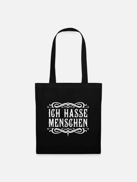 Ich hasse Menschen - Stoffbeutel - Schwarz