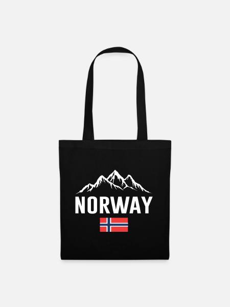 Norwegen Spruch Berg Berge Wandern - Stoffbeutel - Schwarz