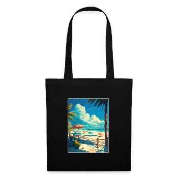 Playa del Carmen Dekoration Vintage Reiseposter - Stoffbeutel - Schwarz - Vorne