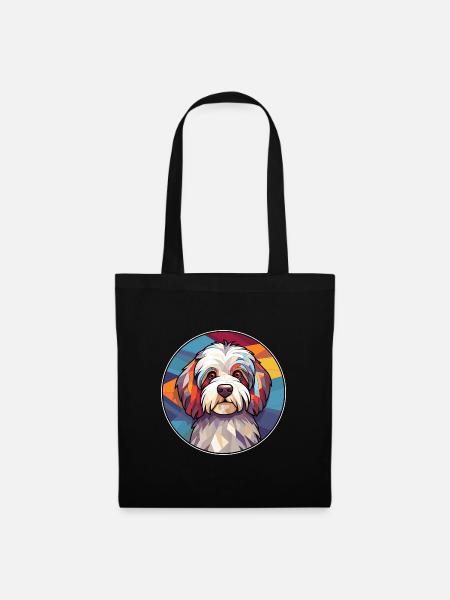 Havaneser Hund Bunte Karikatur Kawaii - Stoffbeutel - Schwarz