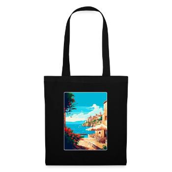 Rhodes Grèce Vintage Voyage Poster WPA Souvenir - Sac en tissu - noir - Devant