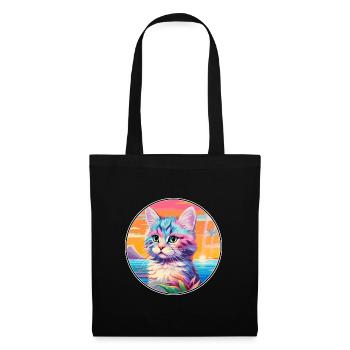 Bambino-Katzenrasse-Aquarell-Cartoon-Kawaii-Haustier - Stoffbeutel - Schwarz - Vorne