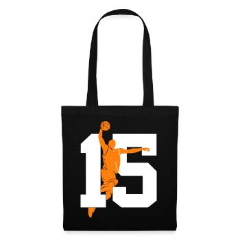 NUMMER 15 BASKETBALL 15. GEBURTSTAG - Stoffbeutel - Schwarz - Vorne