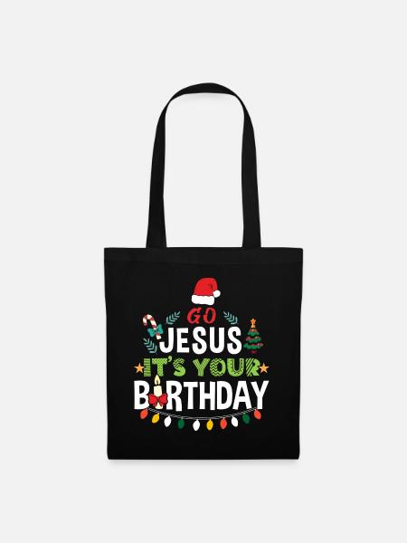 Go Jesus Birthday Team Jesus Weihnachten Lustig - Stoffbeutel - Schwarz
