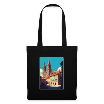 Santiago De Compostela Spanien Vintage Reiseposter - Stoffbeutel - Schwarz - Vorne