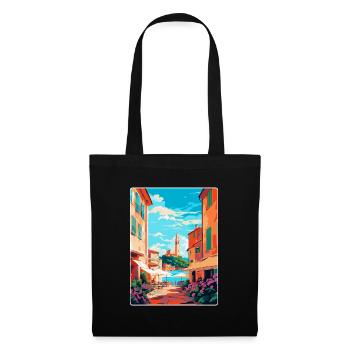 St Tropez France Affiche de voyage vintage souvenir - Sac en tissu - noir - Devant