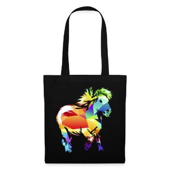 Zotteliges Shetlandpony Pferdemädchen - Stoffbeutel - Schwarz - Vorne
