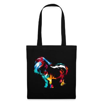 Robustes Shetlandpony Reitstallfreund - Stoffbeutel - Schwarz - Vorne