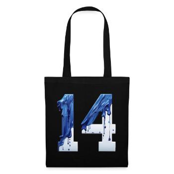 NR. 14 NUMMER 14 BLAU WEIß 14. GEBURTSTAG - Stoffbeutel - Schwarz - Vorne