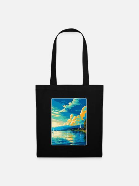 Bodensee Deutschland Österreich Schweiz Poster - Stoffbeutel - Schwarz