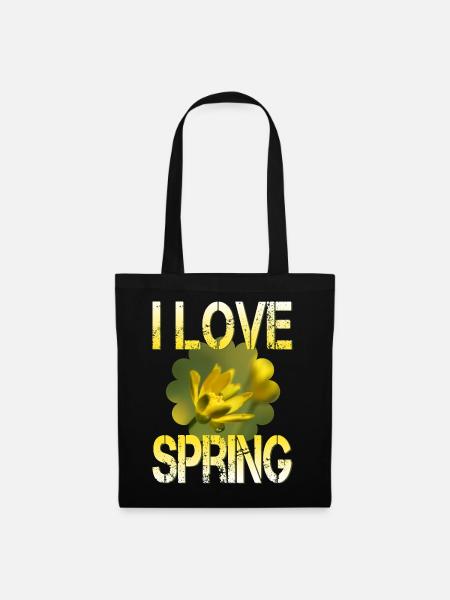 I love spring Frühling - Stoffbeutel - Schwarz