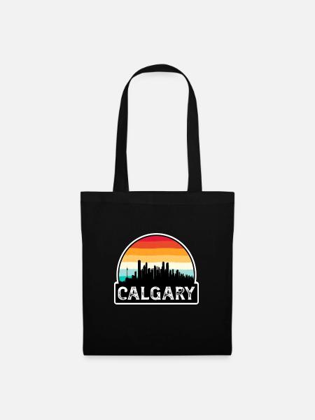 Calgary Kanada Flagge Skyline Reisesouvenir - Stoffbeutel - Schwarz