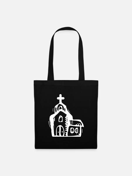 Kirche - Stoffbeutel - Schwarz