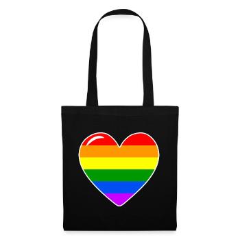 Herz Liebe Regenbogenflagge - Stoffbeutel - Schwarz - Vorne