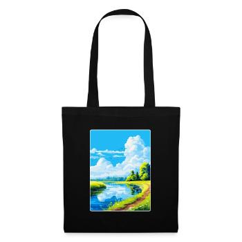 Donau Auen Deutschland Vintage Reiseplakat Souvenir - Stoffbeutel - Schwarz - Vorne