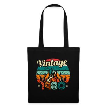 Vintage 1980 Retro 80s Birthday Bday - Stoffbeutel - Schwarz - Vorne