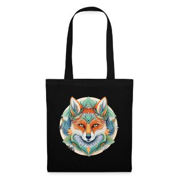 Fuchs Mandala – Mystisches Krafttier - Stoffbeutel - Schwarz - Vorne