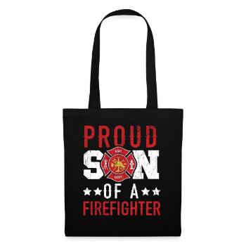 Stolzer Sohn eines Feuerwehrmannes Feuerwehrmann F - Stoffbeutel - Schwarz - Vorne