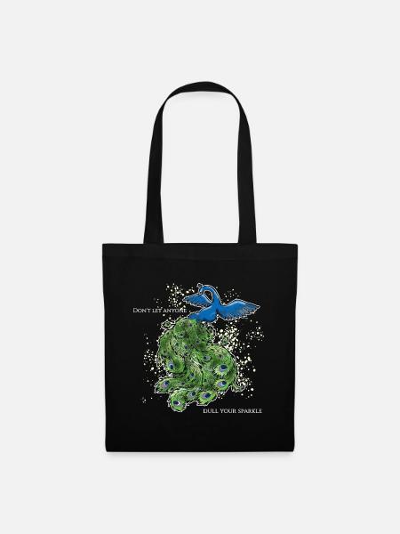 vogel pfau art deco simpel spruch lustig funken - Stoffbeutel - Schwarz