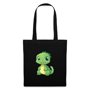 Basilisk Niedlich Glücklich Kawaii Cartoon Clipart Tier - Stoffbeutel - Schwarz - Vorne