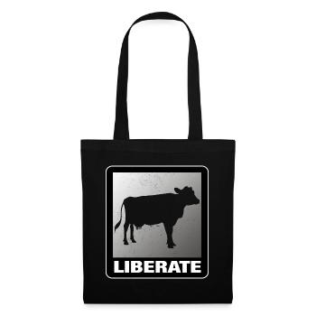 Liberate Vegan Animal Liberation Kuh - Stoffbeutel - Schwarz - Vorne