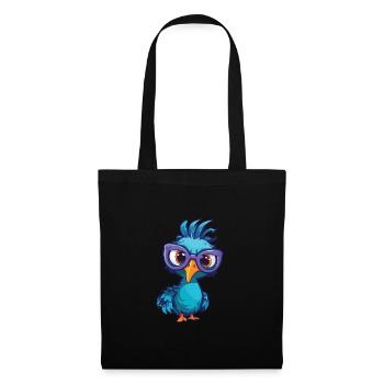 Pfau mit Brille Cartoon Kawaii Illustration - Stoffbeutel - Schwarz - Vorne