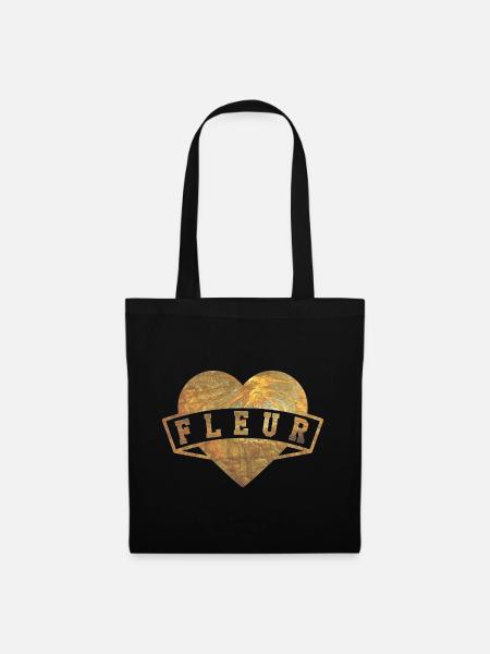 Fleur Herzen Gold - Stoffbeutel - Schwarz