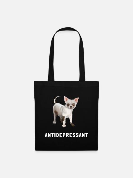 Antidepressant - Chihuahua als Stimmungsaufheller - Stoffbeutel - Schwarz