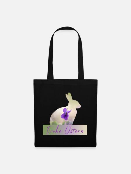 Frohe Ostern Hase - Stoffbeutel - Schwarz