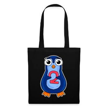 penguin 2 jahre alt - Zwei - Nummer 2 - 2 Klasse - Stoffbeutel - Schwarz - Vorne