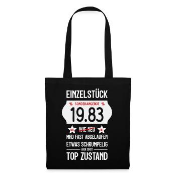 43. GEBURTSTAG 1983 EINZELSTÜCK PREISSCHILD - Stoffbeutel - Schwarz - Vorne