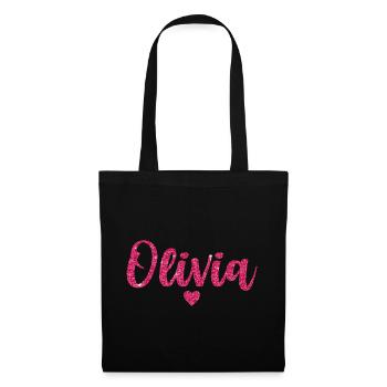 Olivia Herz Pink - Stoffbeutel - Schwarz - Vorne
