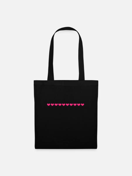 Linie Herz Herzchen Rosa - Stoffbeutel - Schwarz