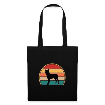 Cao Fila De Seo Miguel Hund Silhouette Retro Sonnenuntergang - Stoffbeutel - Schwarz - Vorne