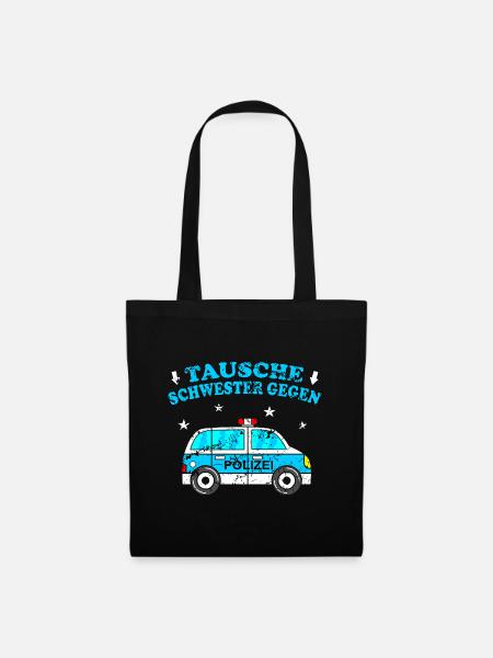 Lustiges Kinder Shirt Polizei Auto - Stoffbeutel - Schwarz