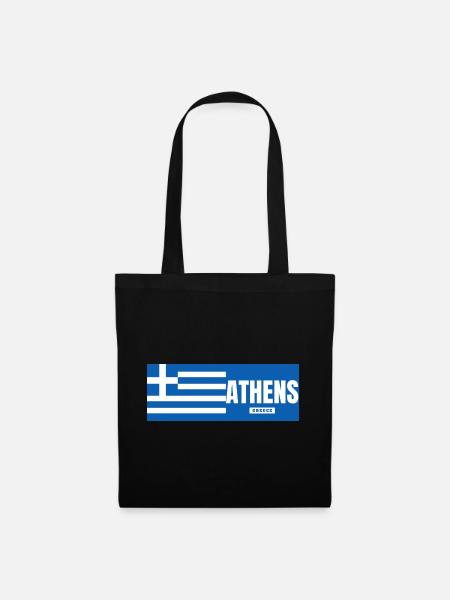 Athens City with Greek Flag - Tote Bag - black