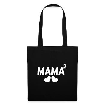 Mama hoch Zwei 2 Kinder Zweifache Mutter Geschenk - Stoffbeutel - Schwarz - Vorne