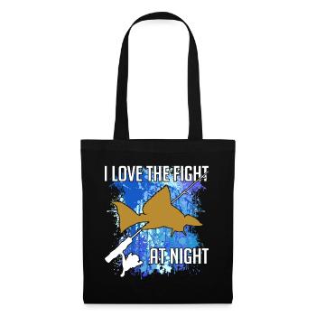 Waller catfish silhouette canne à pêche et éclaboussures de couleur - Sac en tissu - noir - Devant