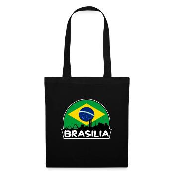 Brasilia Brasilien Flagge Skyline Silhouette Reisen - Stoffbeutel - Schwarz - Vorne