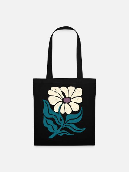 Retro-Blume - Stoffbeutel - Schwarz