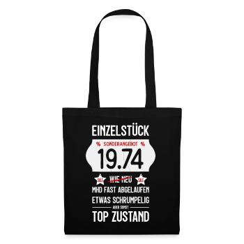 52. GEBURTSTAG 1974 EINZELSTÜCK PREISSCHILD - Stoffbeutel - Schwarz - Vorne